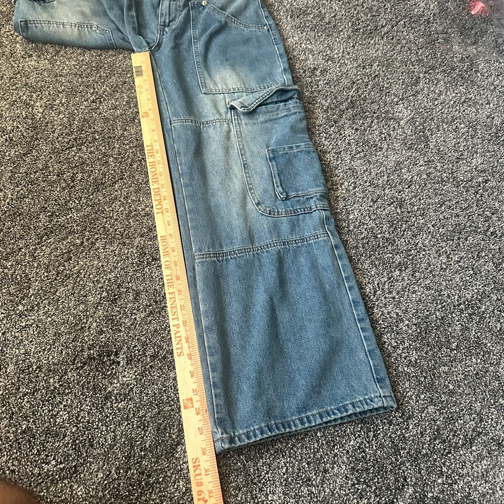 Edikted Denim Cargo Jeans Womens Medium Blue‎ Wide Leg Utility Pockets Y2K 2000s - Picture 10 of 16